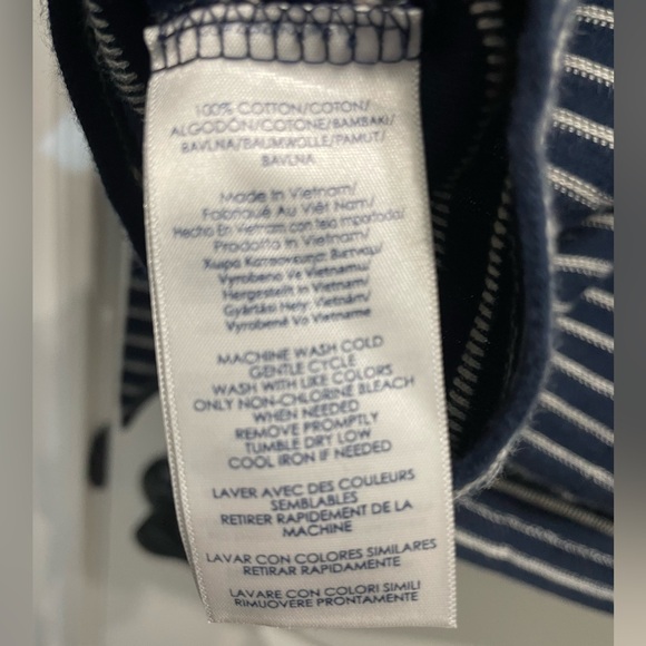 Chaps Women 3/4 Sleeve Blue & White Stripe Oversized Top Nautical Large - Picture 9 of 11